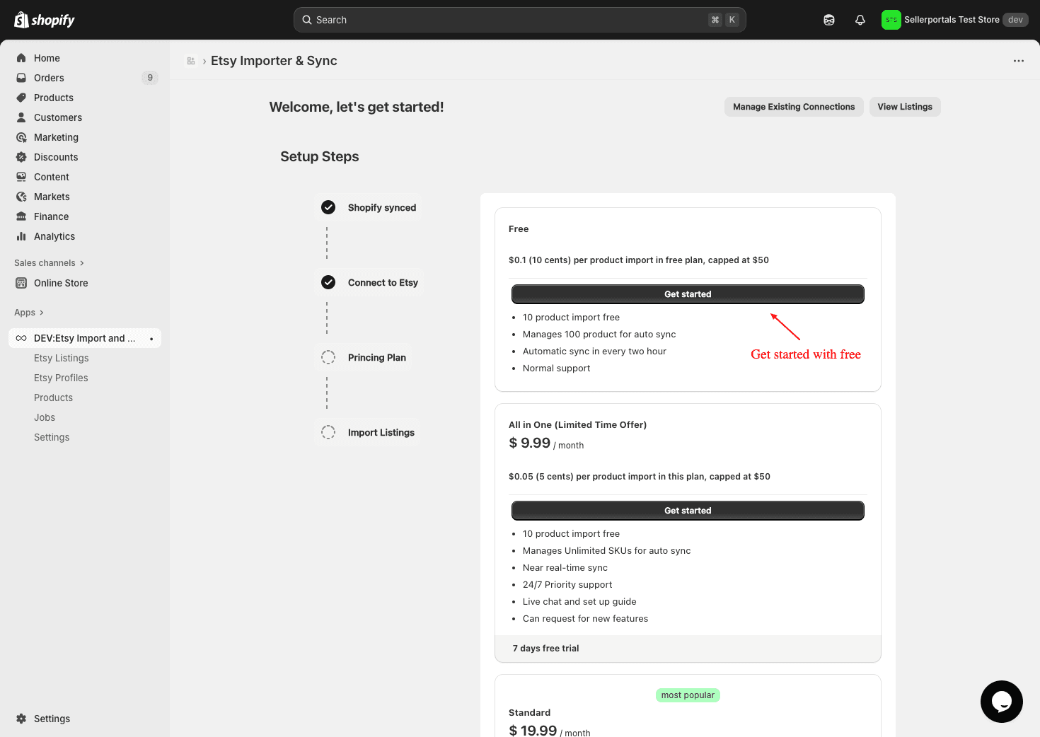Etsy Import & Export to Shopify Pricing Plan